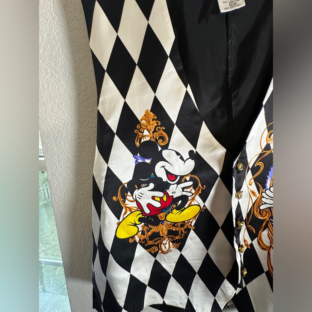 Rare Vintage The Disney Store Retro Mickey Print Silk Waistcoat β Size 10/12 - Picture 3 of 6